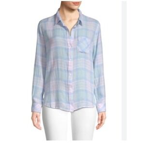 Rails Charli Check Button Down Shirt Blue Pink‎ Plaid Small S Casual